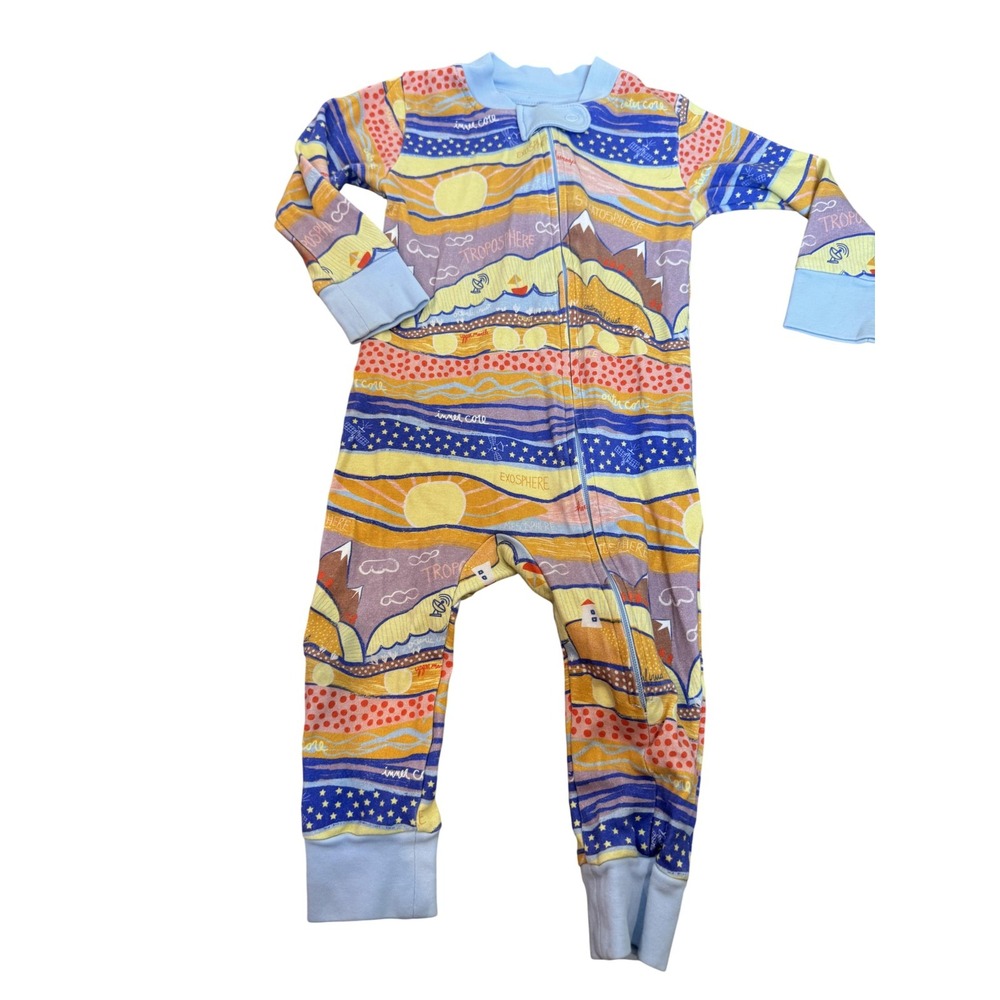 Piccolina One Piece Sleeper Baby Girls 6-9 Months Multicolor Science‎ Stars Zip